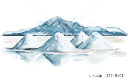 Salar de Uyuni. Salar de Uyuni hand drawn watercolor illustration Salar de Uyuni. Salar de Uyuni hand drawn watercolor illustration 132491014