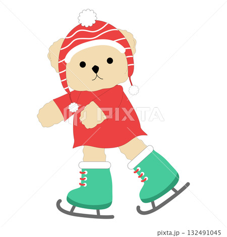 Cute Teddy Bear Ice Skating Clipart, Cozy Winter Sport and Holiday Fun Graphic Cute Teddy Bear Ice Skating Clipart, Cozy Winter Sport and Holiday Fun Graphic 132491045