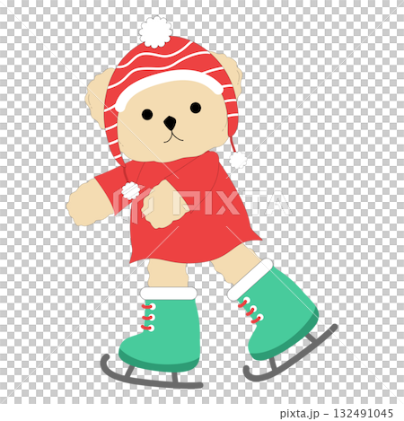 Cute Teddy Bear Ice Skating Clipart, Cozy Winter Sport and Holiday Fun Graphic Cute Teddy Bear Ice Skating Clipart, Cozy Winter Sport and Holiday Fun Graphic 132491045