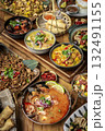 many different thai food dishes on table in modern restaurant in bangkok thailand 132491155