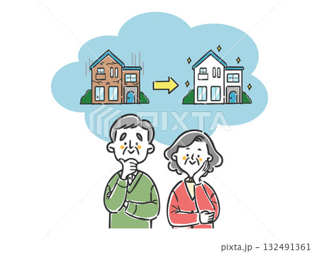 リフォームを考えているシニア夫婦　ベクター 132491361