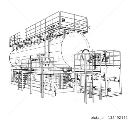 Industrial Tank Blueprint. Vector Industrial Tank Blueprint. Vector 132492153