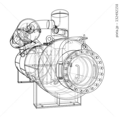Industrial Machine Blueprint. Vector 132492158
