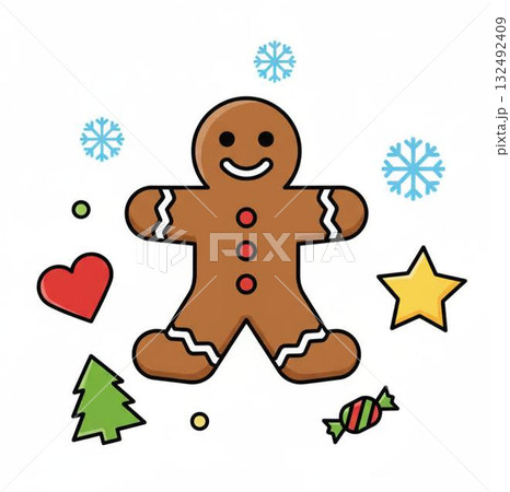 クリスマスのジンジャーマン、人形クッキー 132492409