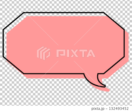 A simple, misaligned speech bubble in a long, octagonal shape A simple, misaligned speech bubble in a long, octagonal shape 132493452