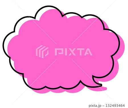 シンプルな線がずれた吹き出し 丸みのある雲形 シンプルな線がずれた吹き出し 丸みのある雲形 132493464