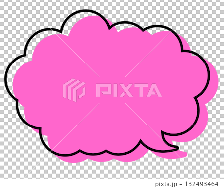 シンプルな線がずれた吹き出し 丸みのある雲形 シンプルな線がずれた吹き出し 丸みのある雲形 132493464