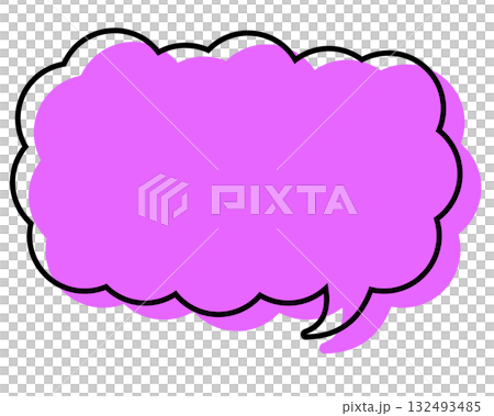 シンプルな線がずれた吹き出し　細長い雲形 132493485