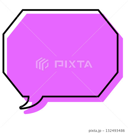 シンプルな線がずれた吹き出し　角のある八角形 132493486