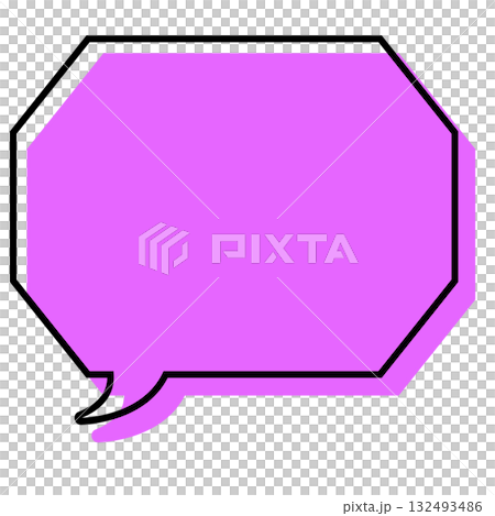 シンプルな線がずれた吹き出し　角のある八角形 132493486
