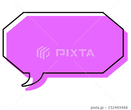 シンプルな線がずれた吹き出し　細長い八角形 132493488