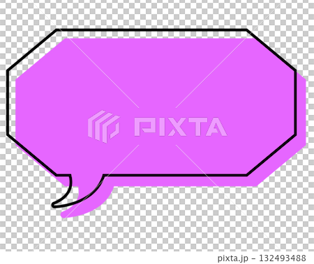 シンプルな線がずれた吹き出し　細長い八角形 132493488