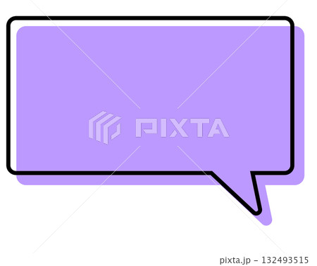 シンプルな線がずれた吹き出し　四角形 132493515