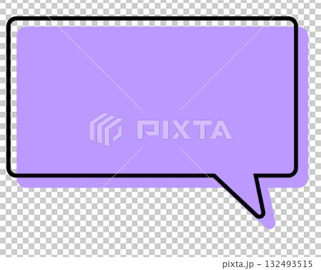 シンプルな線がずれた吹き出し　四角形 132493515