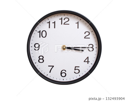 Round wall clock showing 03:15 or 15:15 isolated on white background. Concept of time, punctuality, deadline, or beginning of a new day. Round wall clock showing 03:15 or 15:15 isolated on white background. Concept of time, punctuality, deadline, or beginning of a new day. 132493904