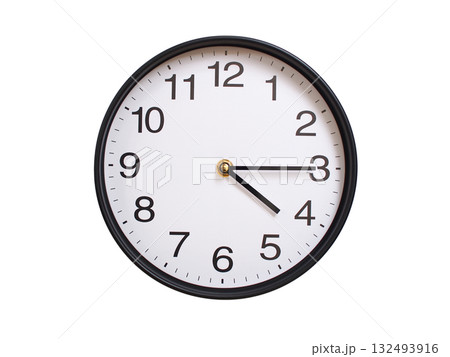 Round wall clock showing 04:15 or 16:15 isolated on white background. Concept of time, punctuality, deadline, or beginning of a new day. Round wall clock showing 04:15 or 16:15 isolated on white background. Concept of time, punctuality, deadline, or beginning of a new day. 132493916