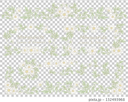 Retro style margaret decoration line and frame 132493968