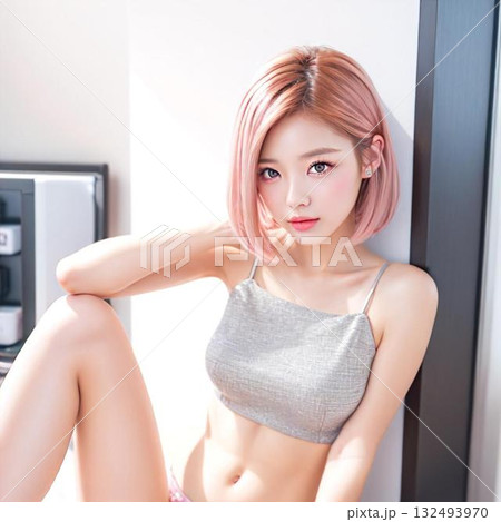 若い女性のポートレート 132493970