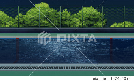 夜のプールサイド 132494055