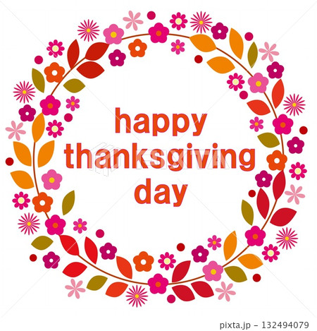 ハッピーサンクスギビングデー happy thanksgiving day 白背景 ハッピーサンクスギビングデー happy thanksgiving day 白背景 132494079