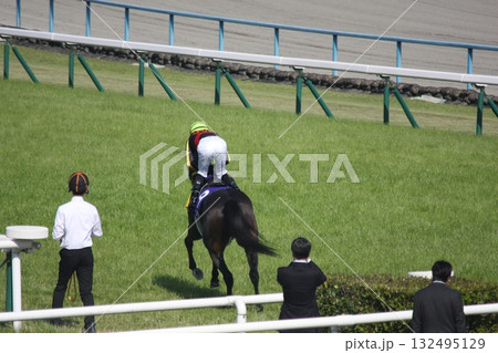 レースに向けて本馬場入場を行う人馬 レースに向けて本馬場入場を行う人馬 132495129