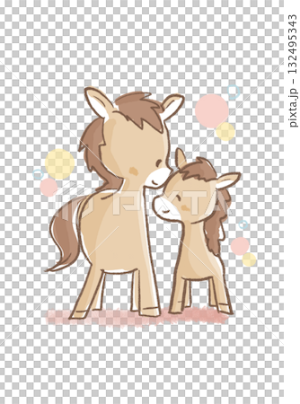 Friendly horse parent and child 132495343