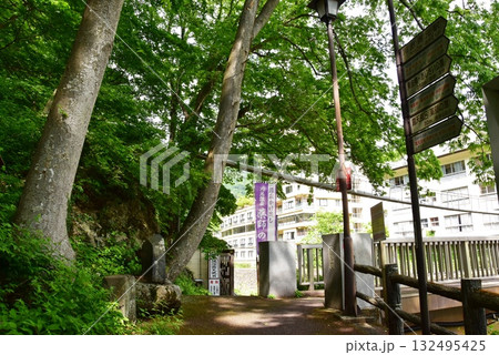 日光市川治温泉　川治ふれあい公園の散策路と道しるべ 132495425