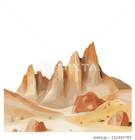 Valle de la Luna. Valle de la Luna hand drawn watercolor illustration 132495765