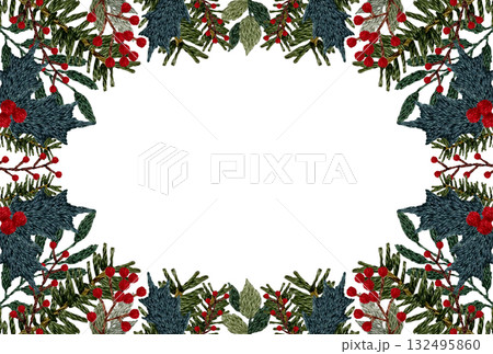 【クリスマス枠】手刺繍イラスト素材 132495860