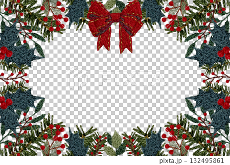 【クリスマス枠】手刺繍イラスト素材 132495861