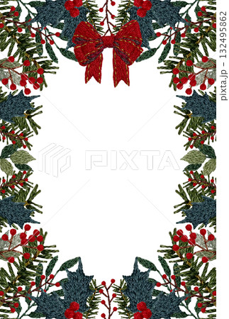 【クリスマス枠】手刺繍イラスト素材 132495862
