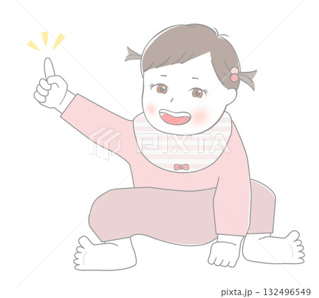 人さし指を立てる赤ちゃん 人さし指を立てる赤ちゃん 132496549