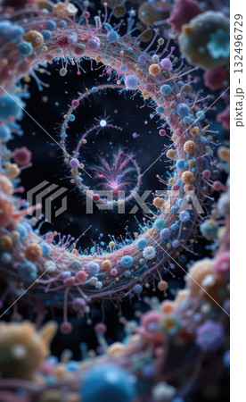 bstract Microcosm Spiral Vortex of Colorful Organic Cells and Filaments bstract Microcosm Spiral Vortex of Colorful Organic Cells and Filaments 132496729