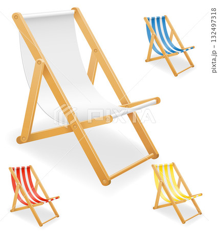 deck chair for beach made of wooden cartoon stock vector illustration 132497318