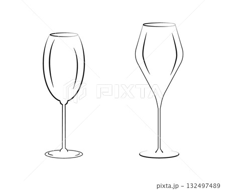 Empty Stemmed Wine Glasses Outline Icon Sticker Pictogram Label Infographic Minimalistic Design Idea Empty Stemmed Wine Glasses Outline Icon Sticker Pictogram Label Infographic Minimalistic Design Idea 132497489