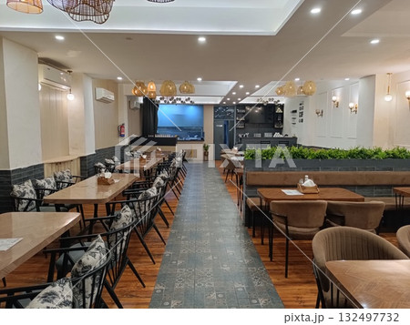 Noida , india - Cafe seating arrangement in noida june 29 2025 132497732