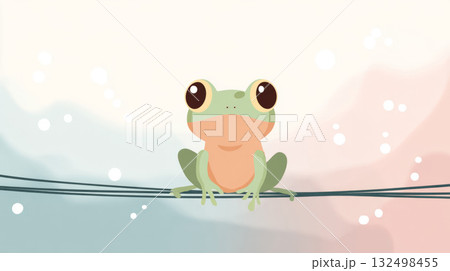 frog perched on cable wire frog perched on cable wire 132498455