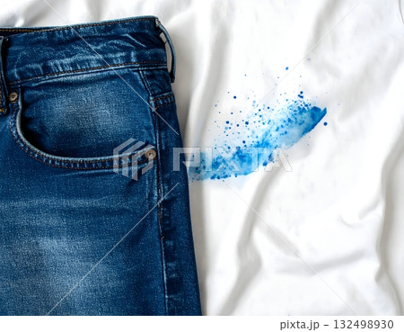 白いTシャツを台無し、ジーンズの色移り 白いTシャツを台無し、ジーンズの色移り 132498930