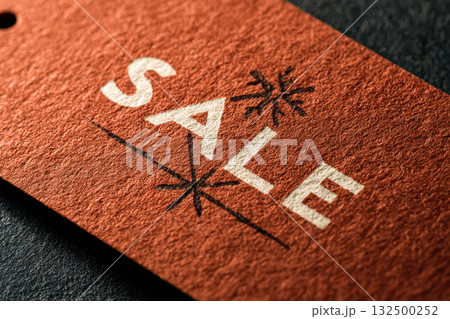 Autumn sale tag with textured background showcasing promotional offer for seasonal discounts 132500252