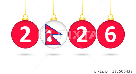 Nepal Flag Christmas Balls 2026 Decoration. Nepal Flag Christmas Balls 2026 Decoration. 132500435