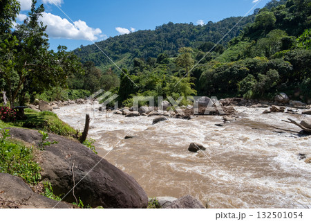 Mae Taeng River Flowing Through Mountain Valley, Chiang Mai 132501054