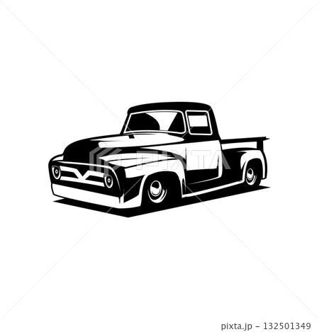 Antique truck with white background, side view. Best for logo, badge, emblem, icon and sticker design. 132501349