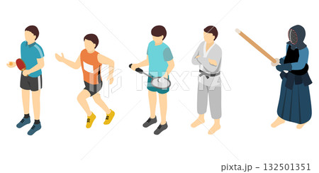 アイソメトリックイラスト：スポーツ(男性)2 132501351