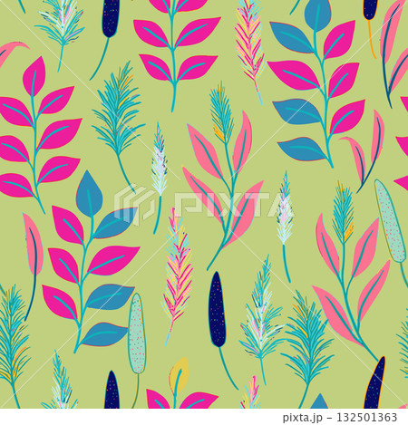 Floral brush strokes seamless pattern. Pannicum virgatum vector illustration for fashion textile, graphics, backgrounds and crafts 132501363