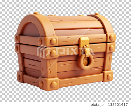 木の宝箱　立体イラスト 132501417