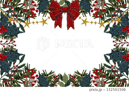 【クリスマス枠】手刺繍イラスト素材 132501506