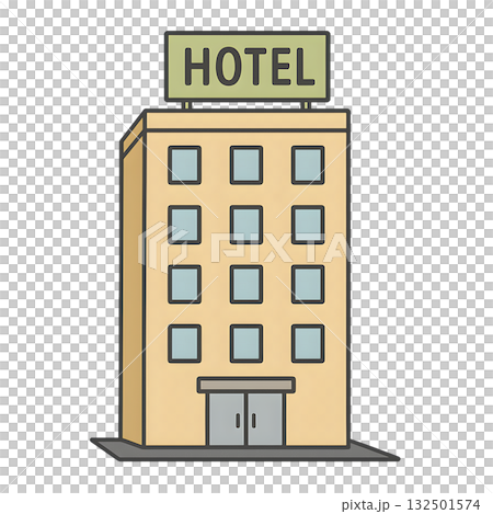 簡單的飯店線條圖插圖 132501574