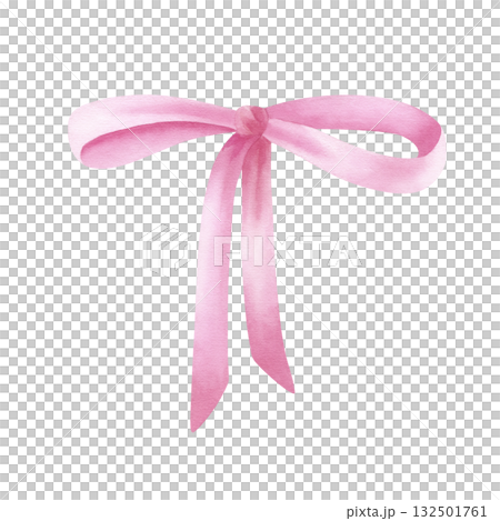 Pink bow, tied satin ribbon. Delicate watercolor clip art, hand drawn illustration isolated from background. Festive bow for gift box, greeting card design, birth of daughter, girl holiday, accessory Pink bow, tied satin ribbon. Delicate watercolor clip art, hand drawn illustration isolated from background. Festive bow for gift box, greeting card design, birth of daughter, girl holiday, accessory 132501761