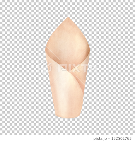 Craft cone for one flower or food. Floral wrap pack in rustic style. Watercolor empty blank clip art. Beige opened paper cup. Illustration isolated from background. Hand drawn art for your design 132501763