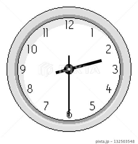 Pixel Art Clock at Half Past Two - Vector Illustration 132503548